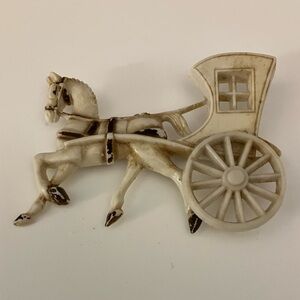 Vintage Celluloid Horse and Carriage Brooch